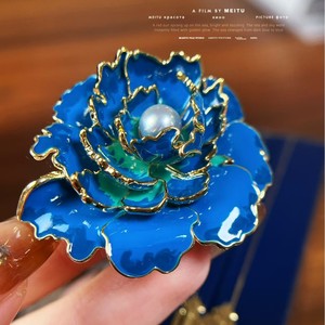 Broche de Flores de Peonía de Estilo Nacional de Alta Gama para Mujer, Exquisito Broche de Perlas para Cheongsam, Hanfu, Flor para el Pecho, Broche para Abrigo - Product Image 3