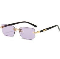 Lunettes de soleil rectangulaires sans monture Lunettes de soleil sans monture rose dégradé Lunettes de voyage Lunettes de soleil UV400 sans monture