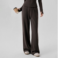 Veste de yoga zippée pour femme, pantalon droit à manches longues, doublure polaire épaisse et chaude, couleur unie, pour l'hiver, activités de plein air, course à pied, fitness, pilates