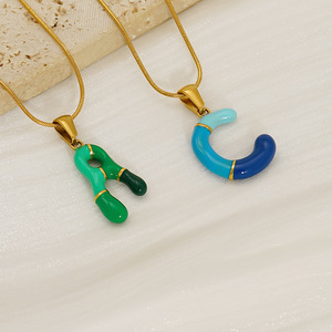 ZOGXIN Colorful Letter Pendant Necklace Stainless Steel Clavicle Chain For Women Party Jewelry - Product Image 2