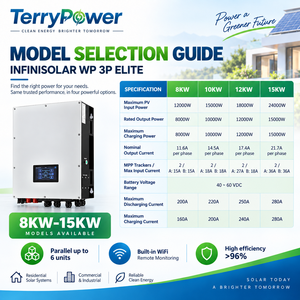 Convertisseur solaire hybride triphasé 8KW/10KW/12KW/15KW IP66, convertisseurs solaires MPPT, convertisseur solaire hybride 48V - Product Image 4
