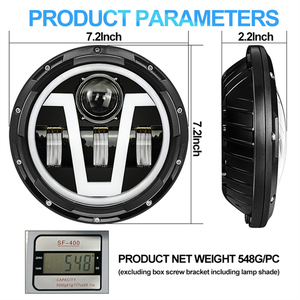 Nuevos Faros LED Redondos de 7 Pulgadas, Resistentes al Agua IP67, Luz Amarilla y Blanca, Haz Alto/Bajo para <span class=keywords><strong>Wrangler</strong></span>, para Motocicleta, 12V 24V - Product Image 6