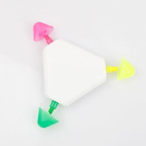 Custom Triangle <b>Highlighters</b>, 3-in-1 Fluorescent Brush Tip <b>Pens</b> for School & Office Stationery Supplies - Product Image 3