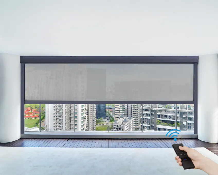 Customized large size 12 m width motorized roller blinds for outdoor zip track blinds shades