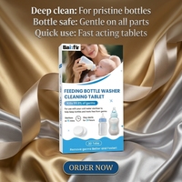 Nettoyant pour biberons pour enfants sans résidus, 50%-80% d'ingrédients actifs, comprimés nettoyants solides pour biberons, produits chimiques ménagers