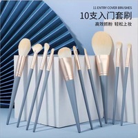 Lot de 10 pinceaux de maquillage Blue Bridge Ultra doux poudre libre fard à paupières pinceau à lèvres outil de beauté pour débutants éclairé pour Blush