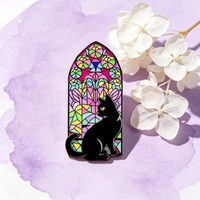 4 styles de broches en émail chat noir vitrail, en alliage de zinc, style gothique, épingles de revers, badges pour vêtements, bijoux, cadeaux