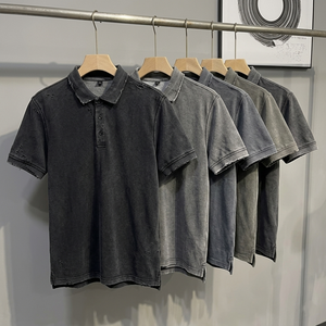 Camiseta Vintage Lavada y Desgastada para Hombre, de Lujo, Algodón Grueso, Cuello Acanalado, Estilo Urbano, Personalizable TKAN945 - Product Image 1