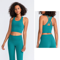Soutien-gorge de sport push-up pour femmes ensembles de legging de yoga serrés ensembles de yoga croisés au dos
