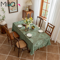 Nouvelle arrivée Nappe en dentelle blanche et verte brodée pour la maison, les fêtes en plein air, les événements, la décoration de mariage