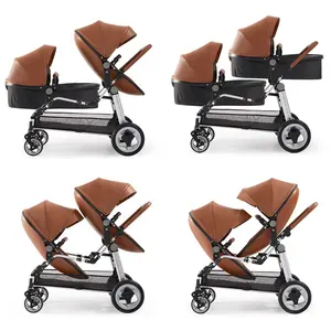 Fabriek Leveren Scheidbare Tweeling Kinderwagen China Polyester Poussette 3 En 1 Nieuwe Baby Opvouwbare Kinderwagen Kinderwagen Te Koop