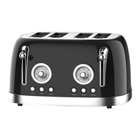 Ventes chaudes Grille-pain rétro 4 tranches Machine à sandwich en acier inoxydable Grille-pain électrique pour gaufres et pain