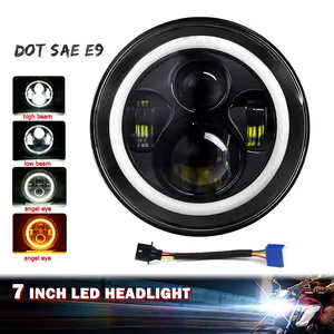 7 Inch Round Front Lamp Led Blue Halo for Off Road Motorcycle 7 Led Headlight for Jeep