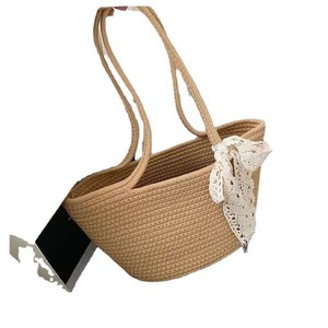 <b>Straw</b> Woven Tote <b>Bag</b> Oval Bohemian Summer Handbag With Sunflower Decoration Everyday Outfits Women's <b>Bag</b> - Product Image 5