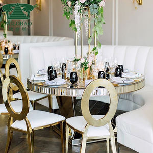 Table de mariage en acier inoxydable avec cadre en métal argenté et dessus en verre - Product Image 6