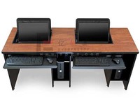 Table d'ordinateur en bois moderne, table de laboratoire informatique scolaire, table de laboratoire pour étudiants à 2 places avec cloison, projet scolaire