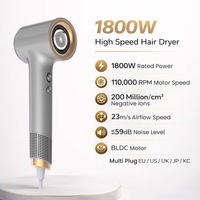 Ventes chaudes - Sèche-cheveux ionique 1800W, 200 millions d'ions négatifs, séchage rapide, faible bruit, diffuseur, buse, utilisation domestique, sèche-cheveux de salon