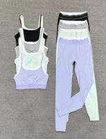 Set Yoga Wanita 2-Piece Crop Top & Leggings Pinggang Tinggi Bahan Spandex/Nylon Elastis Empat Arah Anti-Bakteri Cepat Kering Bernapas