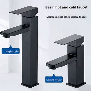 Robinet de lavabo carré noir en acier inoxydable 304, finition mate, mitigeur eau chaude et froide de 4 pouces pour salle de bain, vente en gros usine - Product Image 3