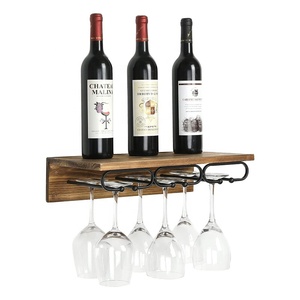 Casier à vin <span class=keywords><strong>mural</strong></span> <span class=keywords><strong>en</strong></span> <span class=keywords><strong>bois</strong></span> rustique pour la décoration intérieure pour <span class=keywords><strong>bouteille</strong></span> de vin et <span class=keywords><strong>porte</strong></span>-verres étagères flottantes <span class=keywords><strong>en</strong></span> <span class=keywords><strong>bois</strong></span> pour le mur - Product Image 3