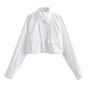 Hano เสื้อโค้ทตัวสั้นสำหรับผู้หญิง, เสื้อโปโลปก2024มีกระเป๋าตกแต่งฤดูใบไม้ผลิสไตล์ยุโรปอเมริกัน - Product Image 2