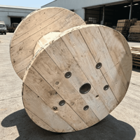 Bobines de câbles en bois massif à base stable, portables pour site industriel, grande capacité, pour le stockage et le déroulement de câbles