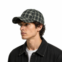 Gorra de Béisbol Deportiva Personalizada al por Mayor, de 6 Paneles, con Diseño a Cuadros, Logotipo Bordado de Alta Calidad, Unisex, Moderna