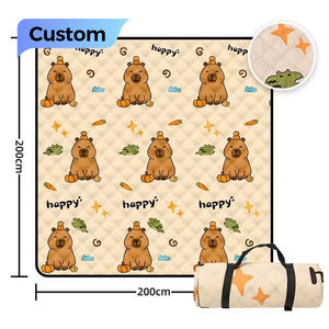 Tapis de pique-nique portable, doux, durable, lavable, avec motif capybara, avec sangle de transport, pour le camping et les voyages, utilisation <span class=keywords><strong>en</strong></span> extérieur - Product Image 1