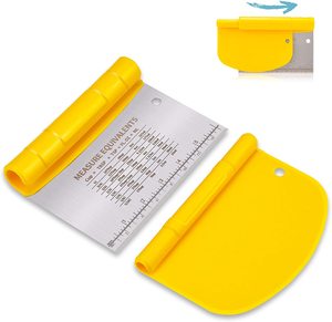 2 in 1 Stainless Steel Bench Dough Scraper Plastic Pastry Dough Cutter