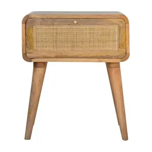 Table de chevet en bois de style campagnard français avec tiroir en rotin de luxe moderne meubles de chambre à coucher chevet