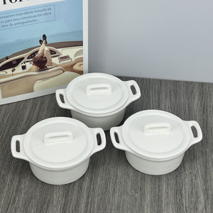 Hot bán cổ điển thiết kế gốm bakeware <span class=keywords><strong>Set</strong></span> với Nắp <span class=keywords><strong>Mini</strong></span> chậu và chảo bền an toàn thịt hầm cho SOUFFLE súp nướng - Product Image 1