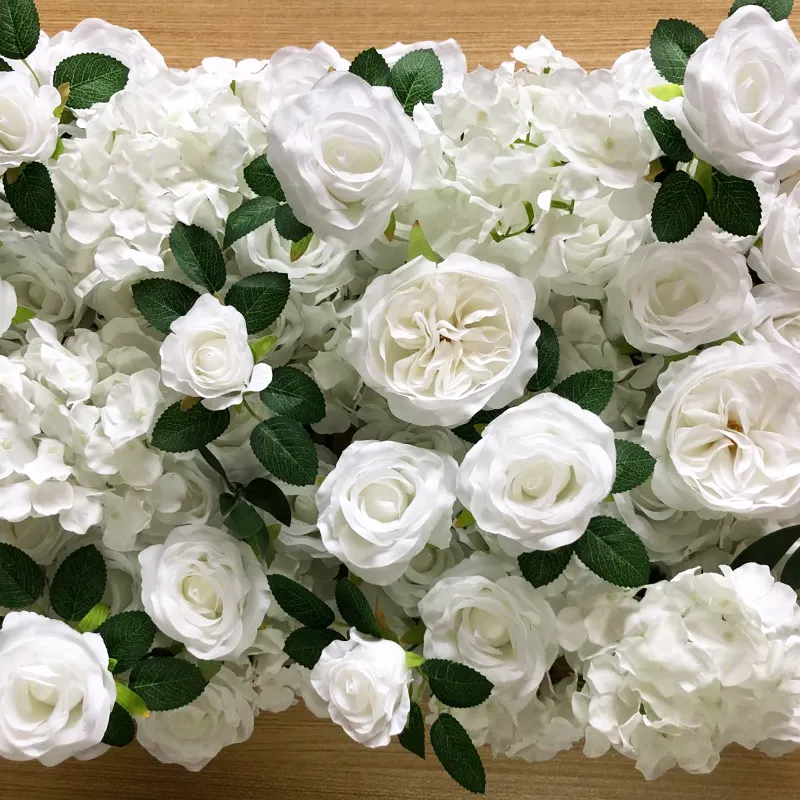 خلفية للديكور من الزهور خلفية جدارية من الزهور لحفلات الزفاف من الورود البيضاء الفاخرة الحريرية