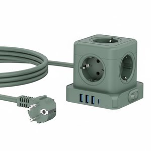 Adaptateur de voyage tout-en-un Kabbol avec 5 prises européennes et charge USB 3A1C PD 18W, prise universelle portable en forme de cube - Product Image 1