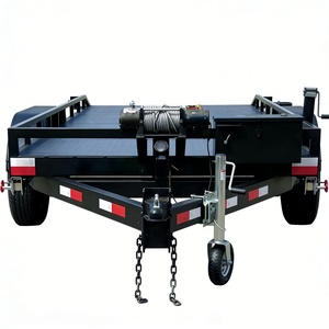 <span class=keywords><strong>Remorque</strong></span> utilitaire à <span class=keywords><strong>double</strong></span> essieu en acier durable avec système de treuil intégré pour le remorquage de VTT, tondeuses à gazon et de marchandises - Product Image 4