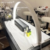 Lampe à LED pour ongles en gros avec impression de logo gratuite, lampe de table demi-lune, strass rose et blanc, lampe de bureau pour salon de manucure 40W, lampe à ongles demi-lune