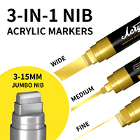 Marqueur acrylique jumbo à pointes larges de 15 mm pour l'art, les enseignes, la lettrage, le coloriage, la peinture scolaire pour étudiants sur pierre, métal, verre, tissu