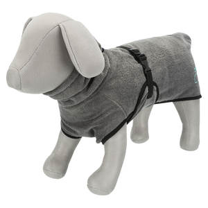 Albornoz para perros de tela de rizo, talla S, 40 cm, gris, toalla para mascotas - Product Image 5