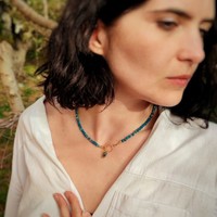 Zooying Ins-style Face Apatite Pierre Naturelle Collier De Perles pour Femmes Non-fading Light Luxe Clavicule et Pendentif Bijoux