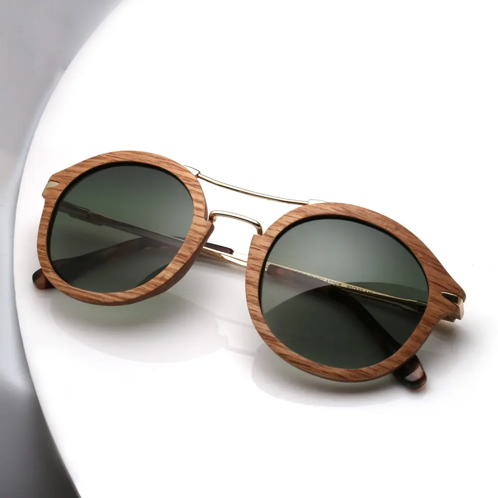 Ultra luxury metal wooden sunglasses 2024 high quality design unisex round frame sun glasses fashion shades