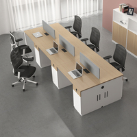 Mobilier de bureau modulaire moderne 6 places face à face, poste de travail pour le personnel avec bureau et ensembles de