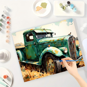 Kit di vernice <span class=keywords><strong>Vintage</strong></span> verde per camion per adulti-classico camion arrugginito 16x20 pollici, regali di arte automobilistica senza cornice - Product Image 3