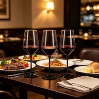 Ensemble de verres à vin rouge bicolores, design moderne et minimaliste, verres à vin Cabernet à long pied avec tige noire