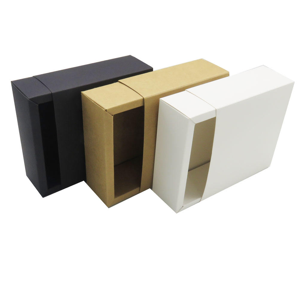 flat packing for lipstick small mini black kraft white cardboard draw sliding style paper folding gift box