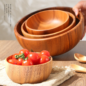 ชามไม้อะคาเซียชามสลัดผลไม้ขนาดใหญ่ทำด้วยมือใช้ในครัวเรือน - Product Image 1