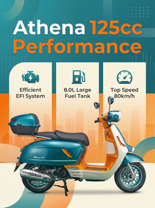 Scooter à essence rétro 125cc homologué EURO 5 CEE, moto 125CC 4 temps refroidie par air avec freins à disque CBS et démarrage sans clé - Product Image 3