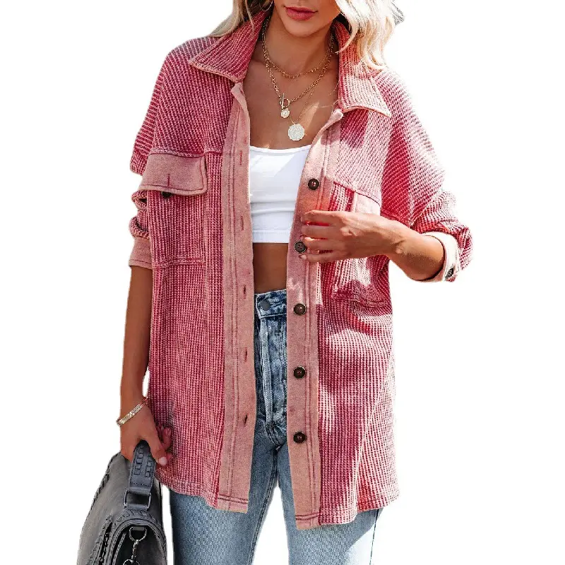 2022 Autumn/Winter Street trendsetter lapel single row long sleeved women's knitted sweater jacket Casual Fashion Ladies jacket