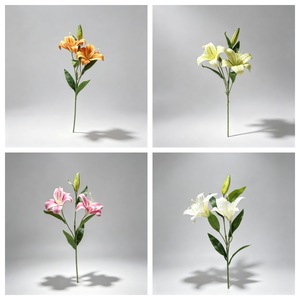 Fleur artificielle réaliste 3D double tête de lys, branche unique, pétales en EVA, accessoires de décoration de mariage - Product Image 3
