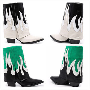 2024 moda personalizada vaquero occidental estilo vaquera <span class=keywords><strong>botines</strong></span> de mujer bordado tacones bajos plataforma superior otoño verano tamaño grande - Product Image 2