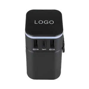 2024 New Product Light Logo Promotional Items And Gift Business World Travel Adapter Universal Adapter Power Plug