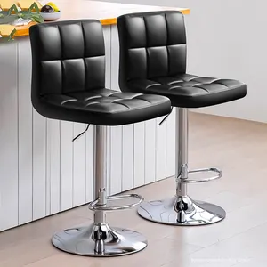 luxury metal nordic kitchen modern leather pu contoured back bar stool cafe high bar chairs
